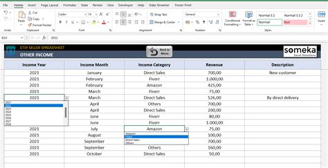 Etsy Excel Template